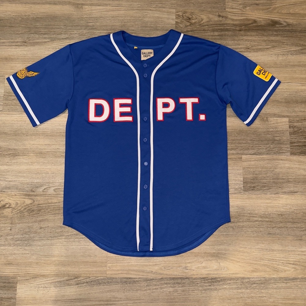 Gallery Dept Blue DEPT. Baseball Button-Up Shirt with White Trim